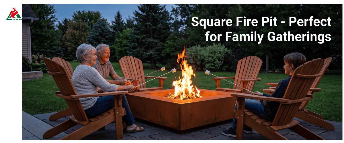 Square Corten Fire Pit Real Scene